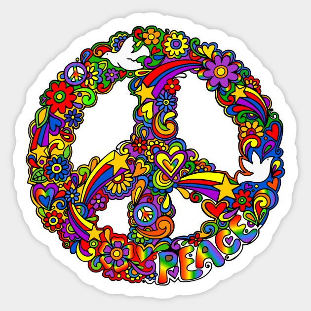 Rainbow Peace Sign Sticker by AlondraHanley